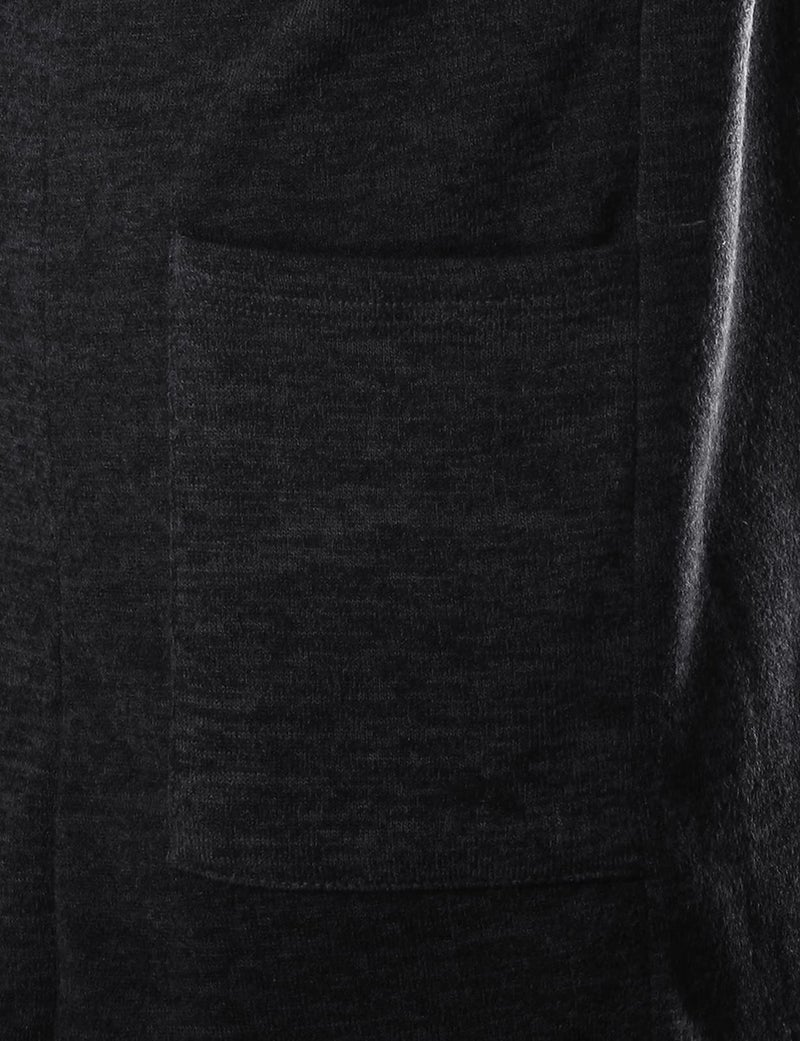 GIVON Mens Hooded Cardigan Ruffle Shawl Collar Drape Cape Overcoat with Pockets & Oversized Hood / DCC145-BLACK-S - Image 4
